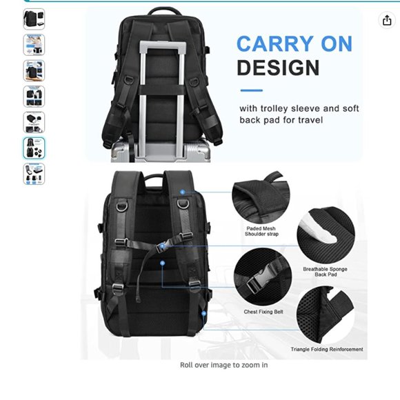 Travel Backpack Laptop Expandable Flight Carry on Waterproof 17inch Laptop Bag